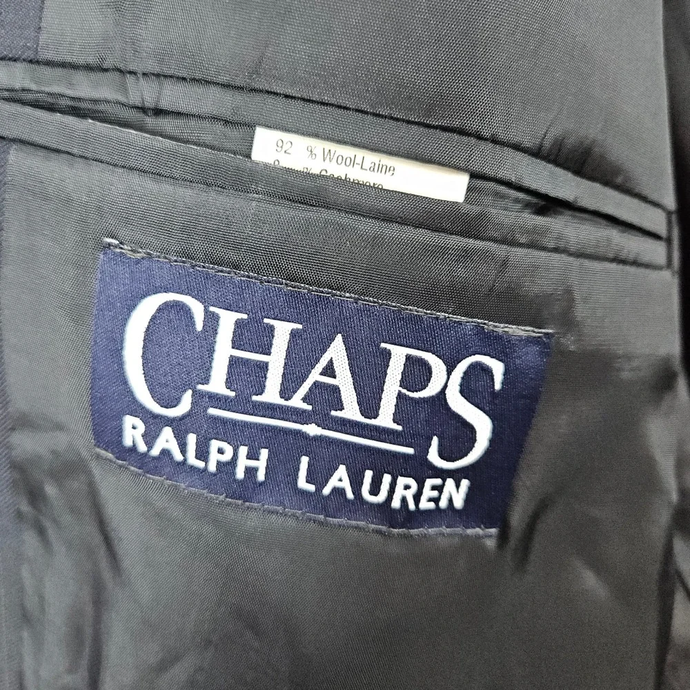 Chaps Ralph Lauren Men's Navy Blue Pinstripe Wool/Cashmere Blazer Size 44R FLAWS
